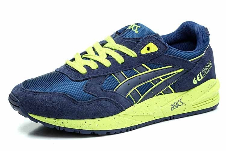 Кроссовки Asics Gel Saga (Dark-Blue/Fluorescence-Green) (003) купить в  Москве со скидкой 50%