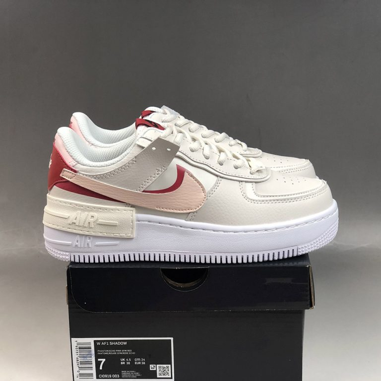 pink red white air force 1