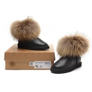 UGG Mini Fox Fur Metallic Black