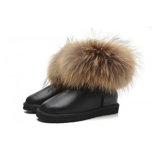 UGG Mini Fox Fur Metallic Black