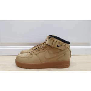 Зимние Nike Air Force 1 Mid бежевые на меху (099)