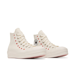 Кеды Converse Chuck Taylor All Star Lift Platform High Embroidered Hearts White