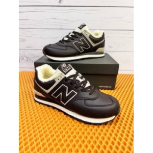 Кроссовки New Balance 574 коричневые с бежевым Зимние