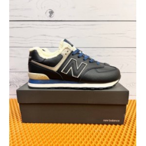 Кроссовки New Balance 574 чёрные с синим Зимние