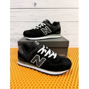 Кроссовки New Balance 574 чёрные замша Зимние