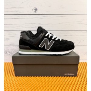 Кроссовки New Balance 574 чёрные замша Зимние