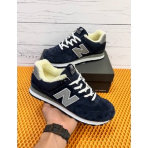 Кроссовки New Balance 574 Dark Blue suede Зимние