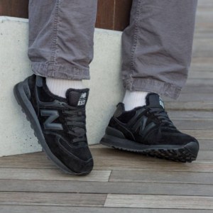 Кроссовки New Balance 574 Triple Black suede Зимние