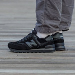 Кроссовки New Balance 574 Triple Black suede Зимние