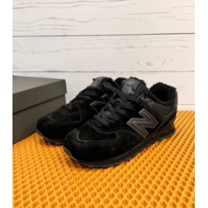 Кроссовки New Balance 574 Triple Black suede Зимние