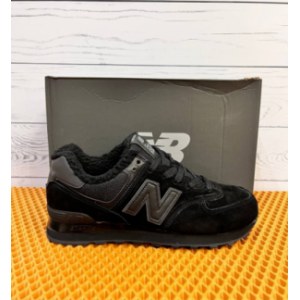 Кроссовки New Balance 574 Triple Black suede Зимние