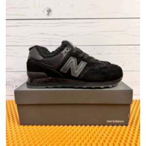 Кроссовки New Balance 574 Triple Black suede Зимние