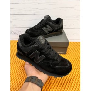 Кроссовки New Balance 574 Triple Black suede Зимние