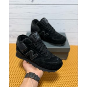 Кроссовки New Balance 574 High black suede Зимние